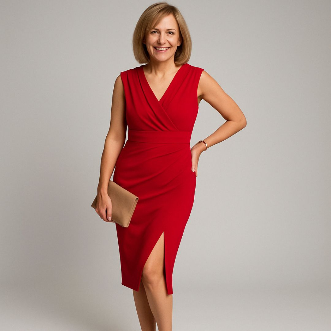 Jacqueline | Elegant dress with V-neck and subtle slit