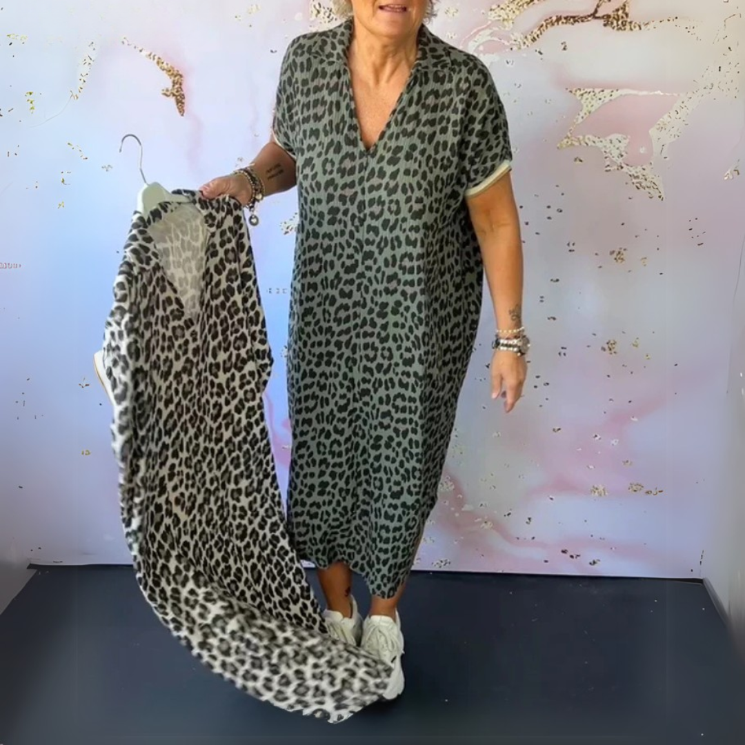 Natalie | Stylish leopard print midi dress