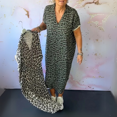 Natalie | Stylish leopard print midi dress