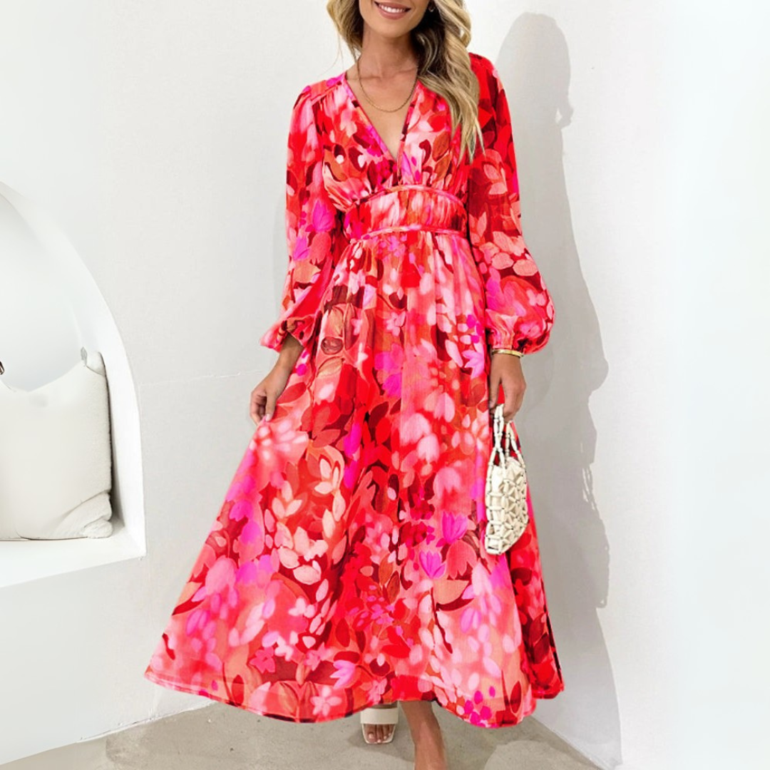 Ariel | Elegant floral patterned midi dress