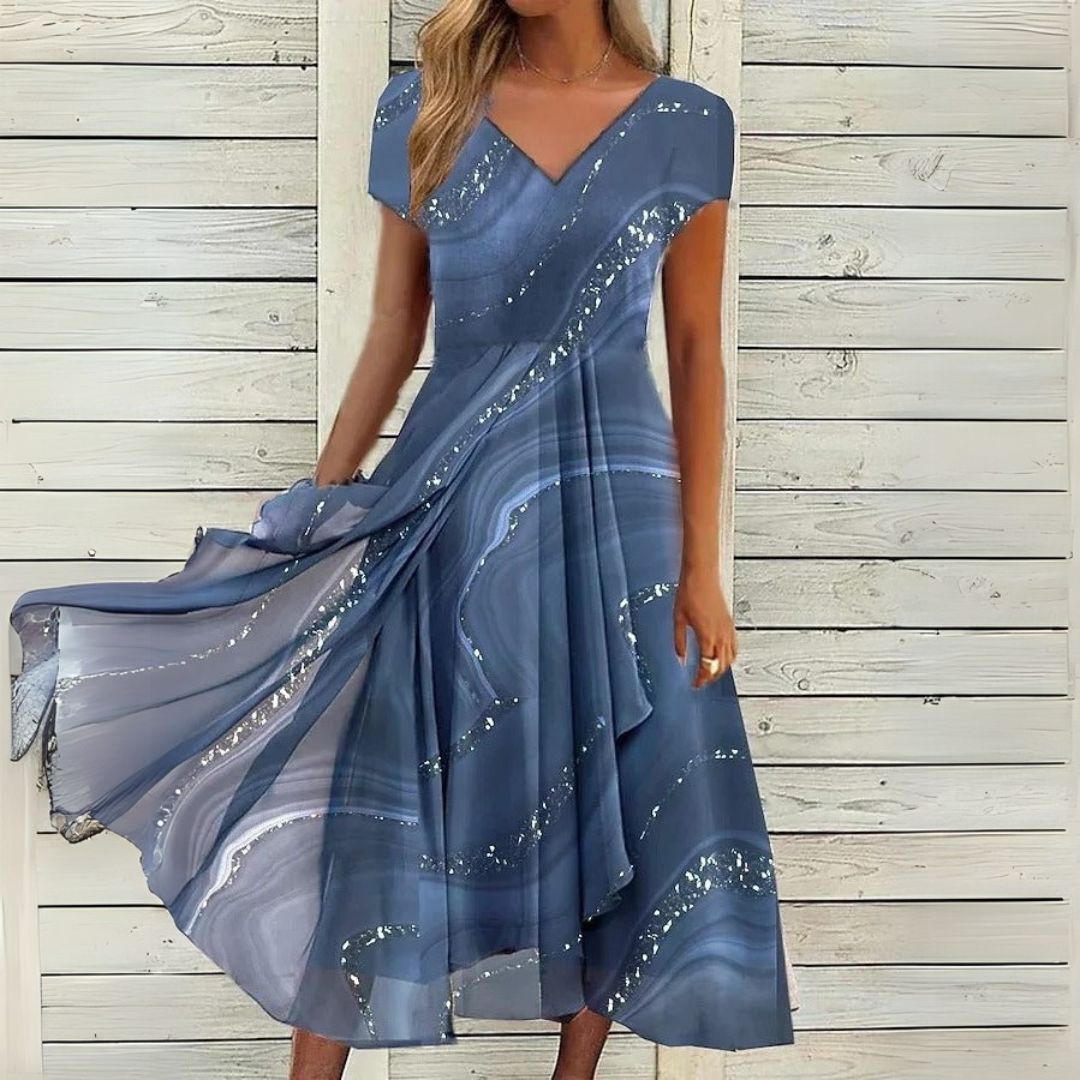London | Elegant Midi Dress with V-Neck