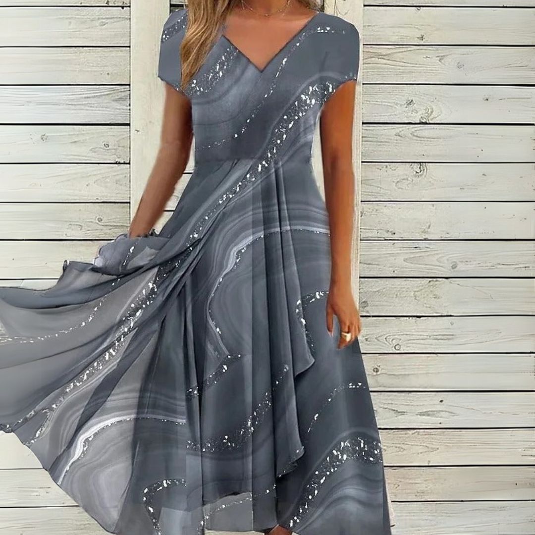 London | Elegant Midi Dress with V-Neck