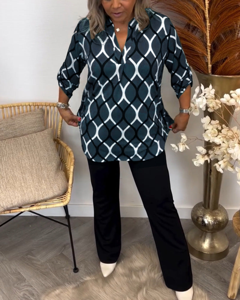 Ella | Casual Blouse with Long Sleeves and Elegant Pattern