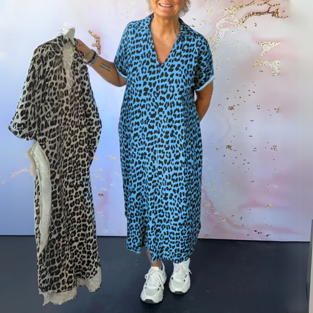 Natalie | Stylish leopard print midi dress