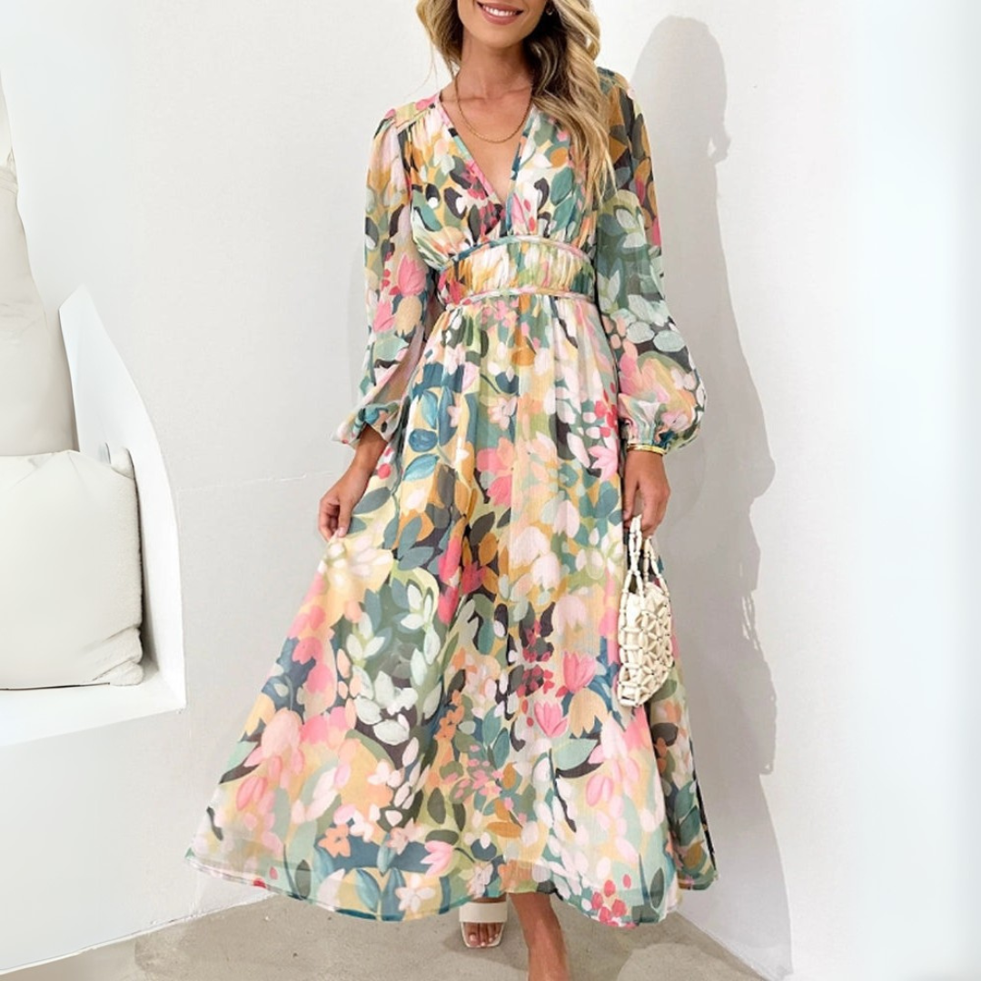 Ariel | Elegant floral patterned midi dress