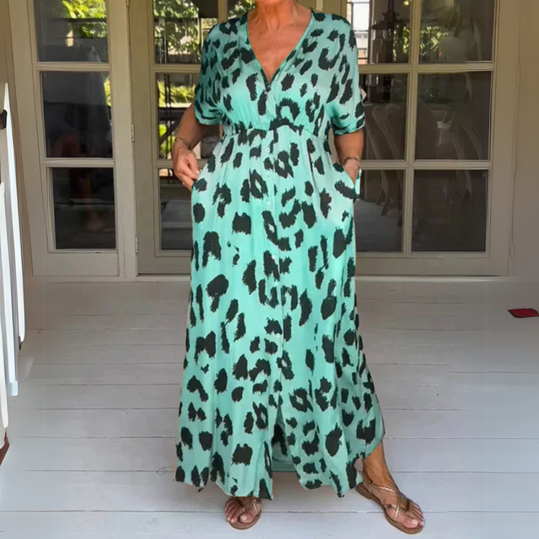 Penelope | Elegant Leopard Print Maxi Dress
