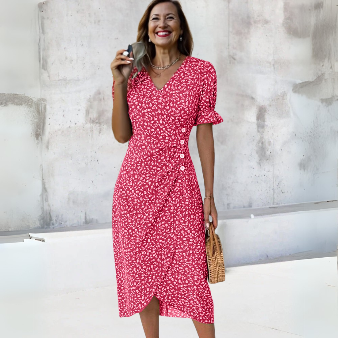 Elena | Elegant Midi Dress with Flowers