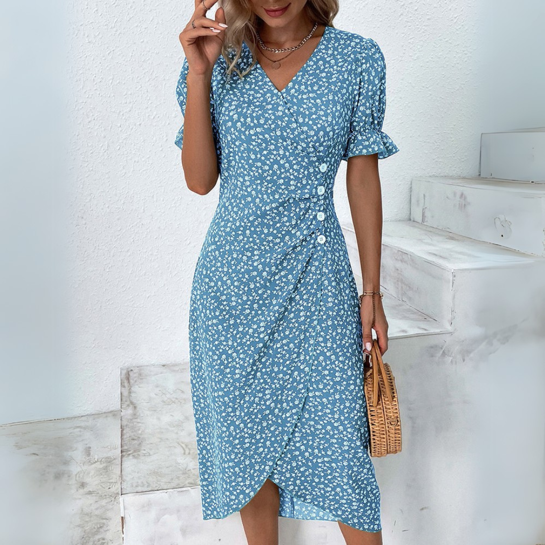 Elena | Elegant Midi Dress with Flowers