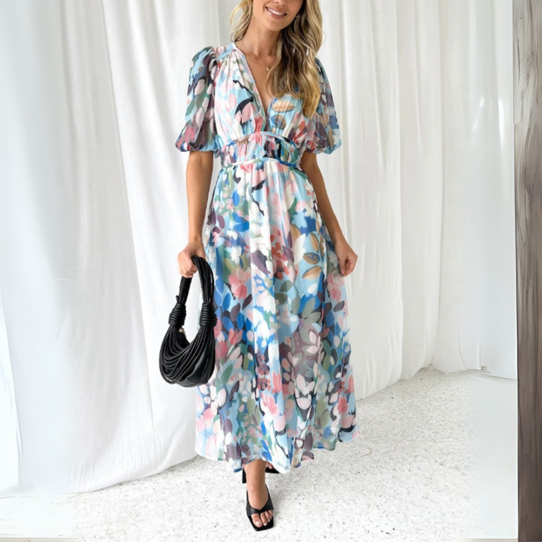 Ariel | Elegant floral patterned midi dress