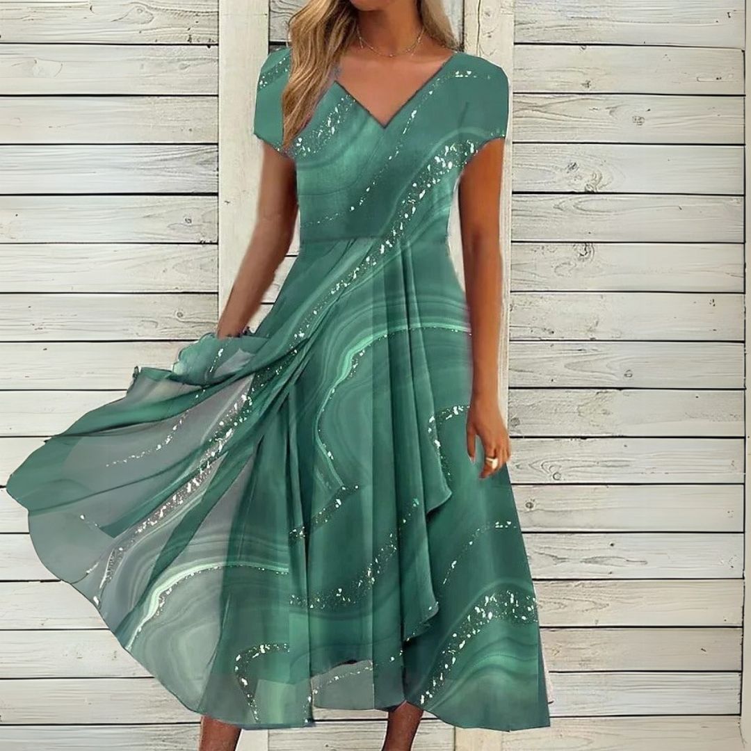 London | Elegant Midi Dress with V-Neck