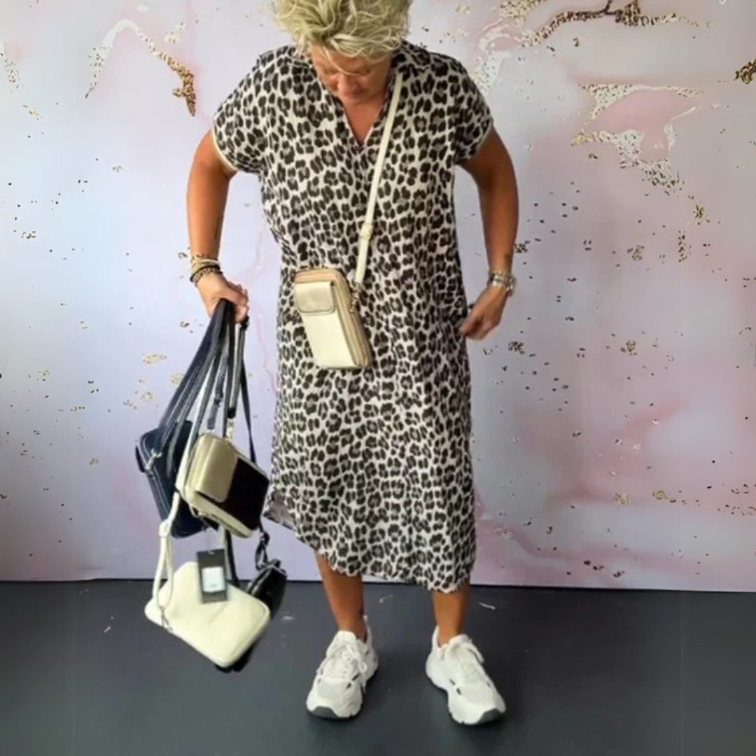 Natalie | Stylish leopard print midi dress