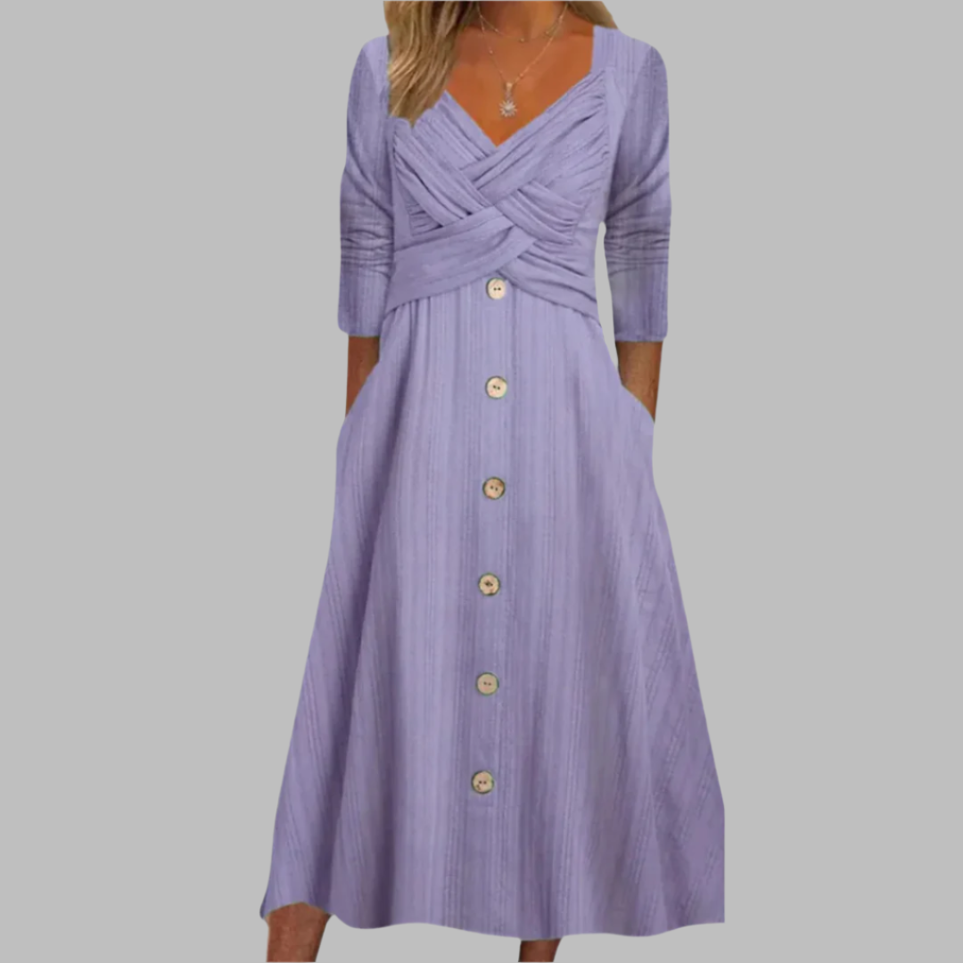 Veronika | Elegant Shaping Dress with Buttons and Diagonal Details