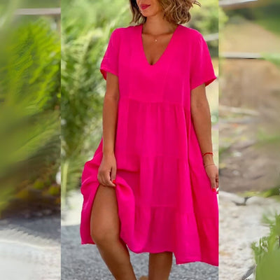 Flóra | Elegant V-Neck Dress