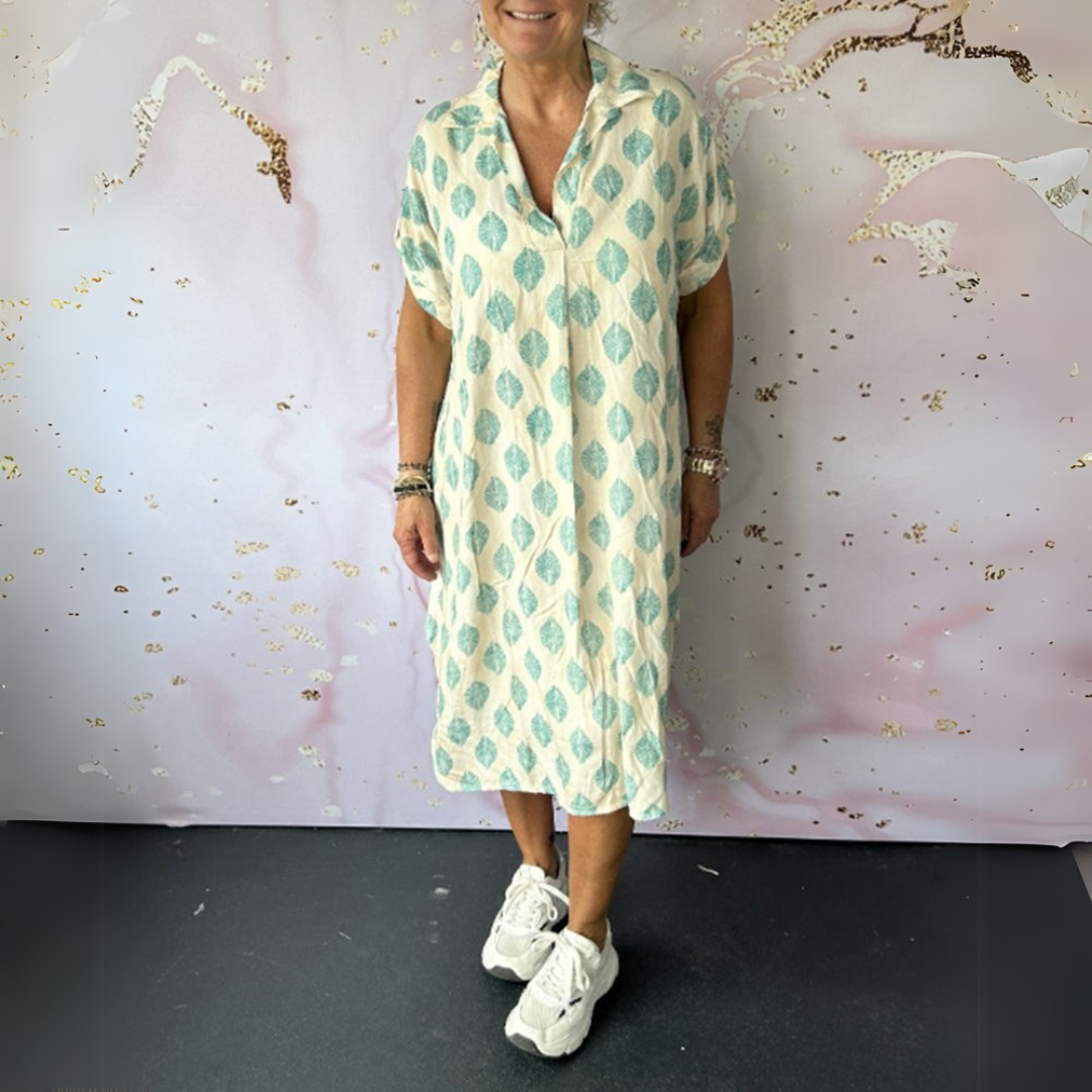 Marta | Elegant summer dress with a collar and short sleeves
