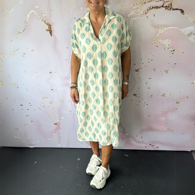 Marta | Elegant summer dress with a collar and short sleeves