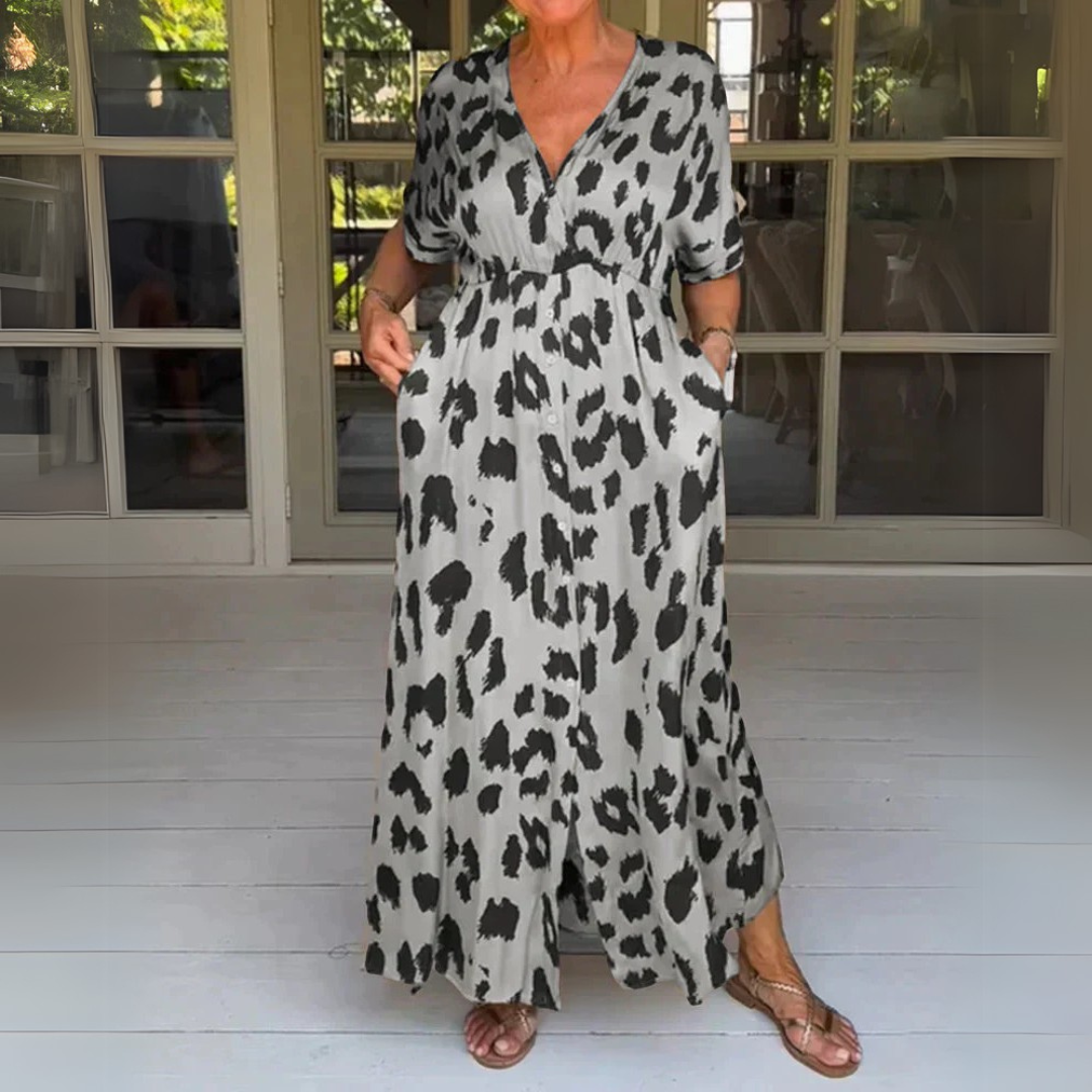 Penelope | Elegant Leopard Print Maxi Dress
