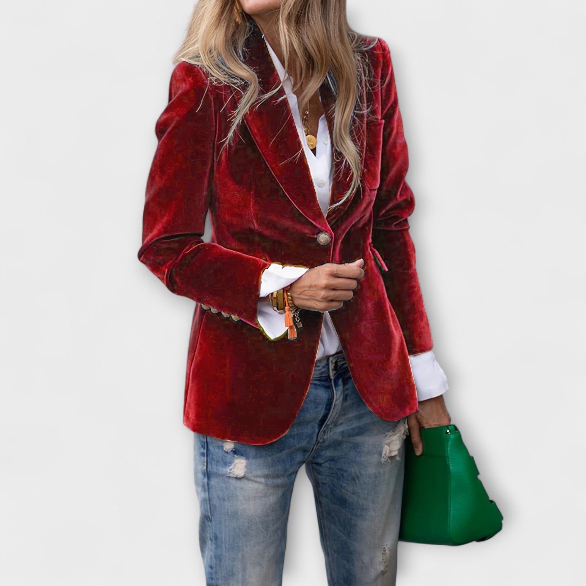 Addison | Velvet Blazer with Gold Button Accents