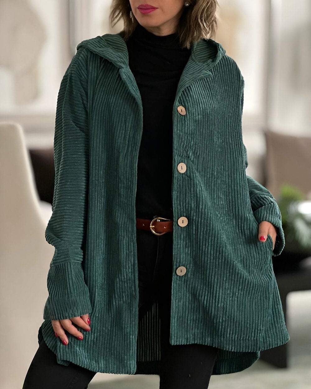 Ellen | Cozy Corduroy Hooded Jacket