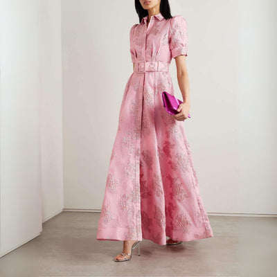 Laurén | Pink Maxi Dress with Embroidery