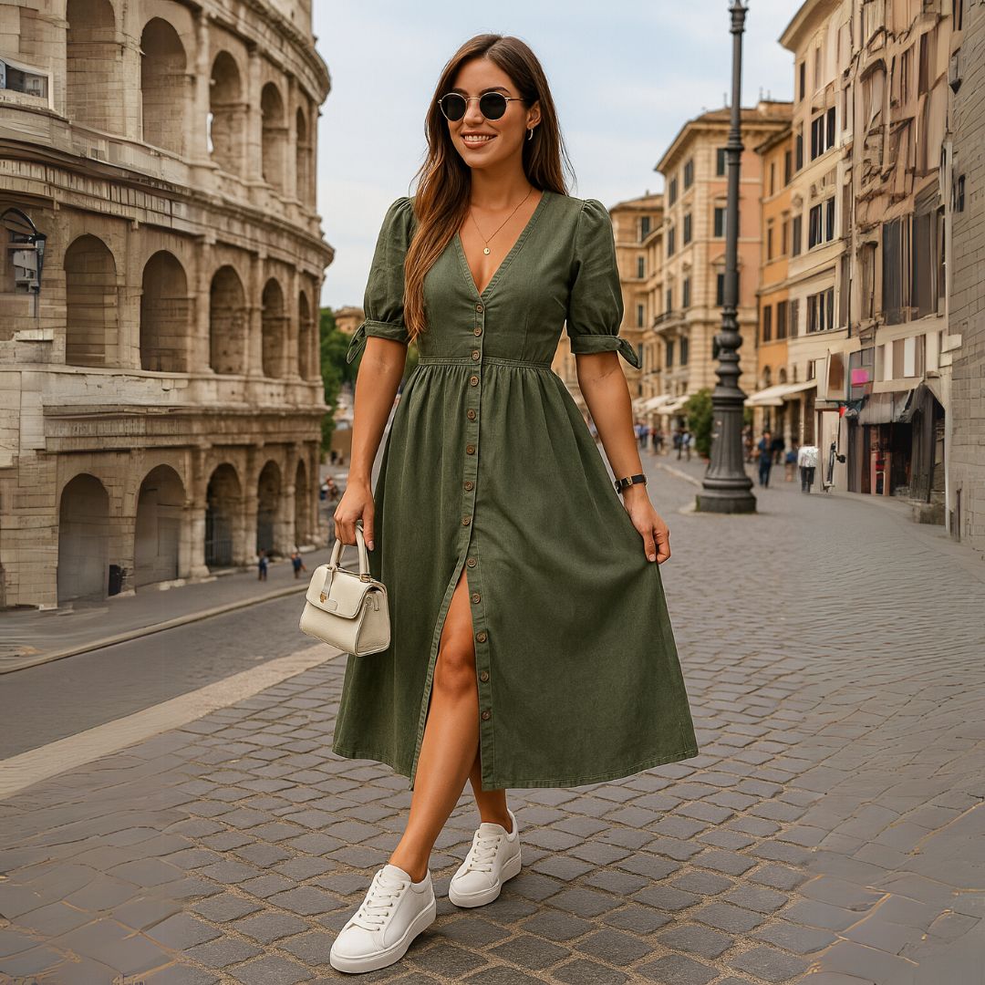 Murphy | Denim Dress with Elegant Accents