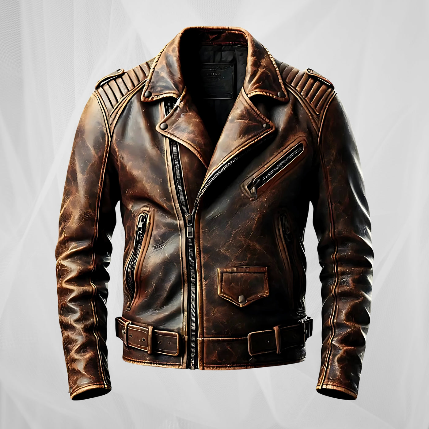 Clarence | Vintage brown biker jacket with character