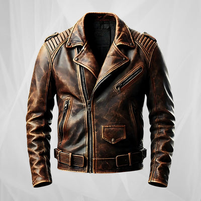 Clarence | Vintage brown biker jacket with character