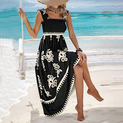 Harper | Chic Square Neck Sleeveless Printed Beach Dress