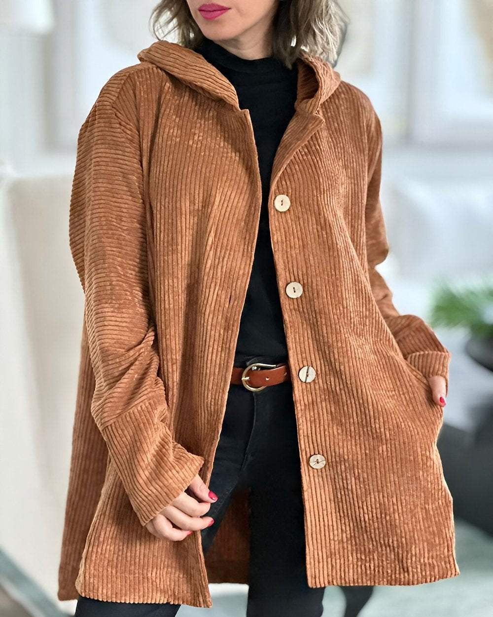 Ellen | Cozy Corduroy Hooded Jacket
