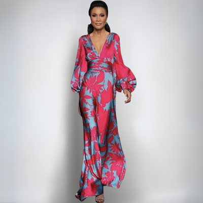 Alisa | Elegant Satin Dress with Flowers