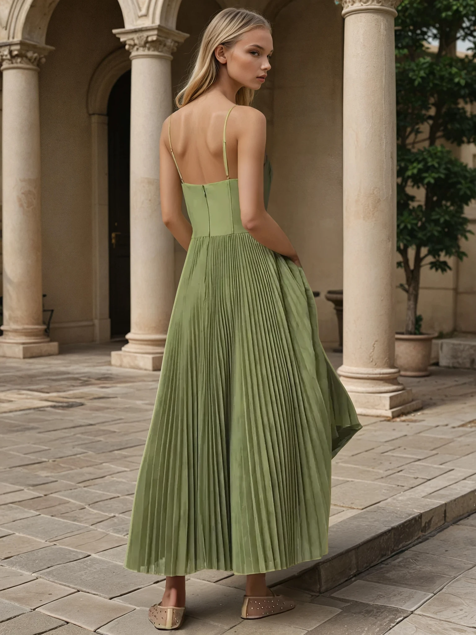 Claudetta | Midi Dress Without Sleeves with Bustier