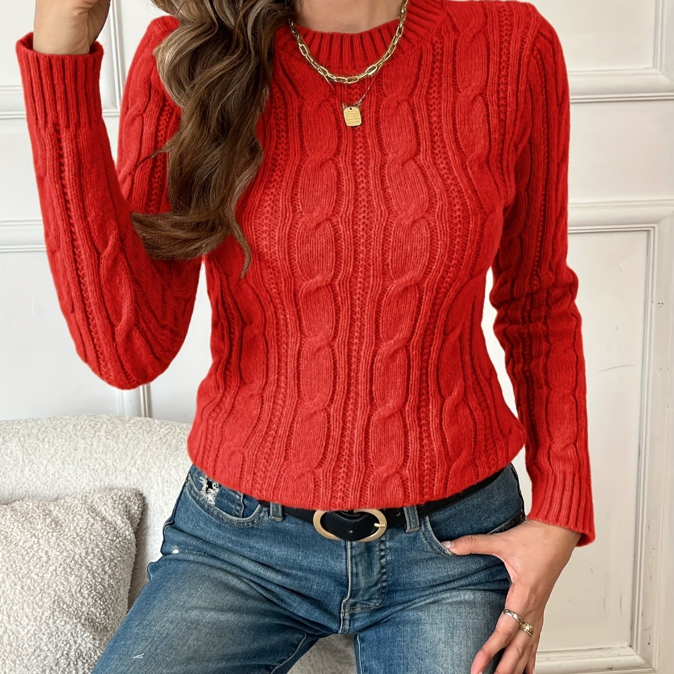 Lois | Retro Cable Knit Sweater for Women