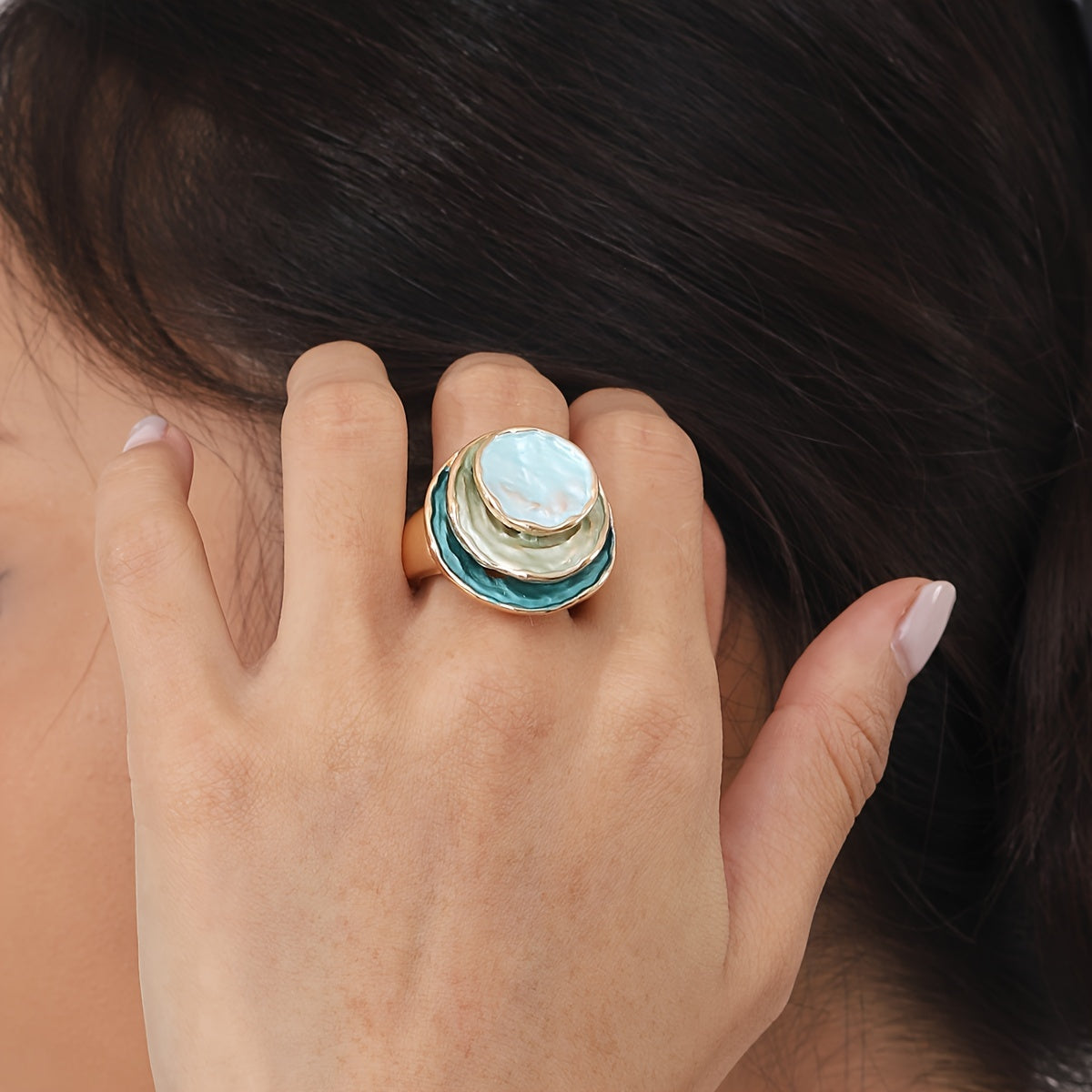 Therese | Boho Enamel Ring with Three Layers