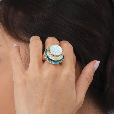 Therese | Boho Enamel Ring with Three Layers