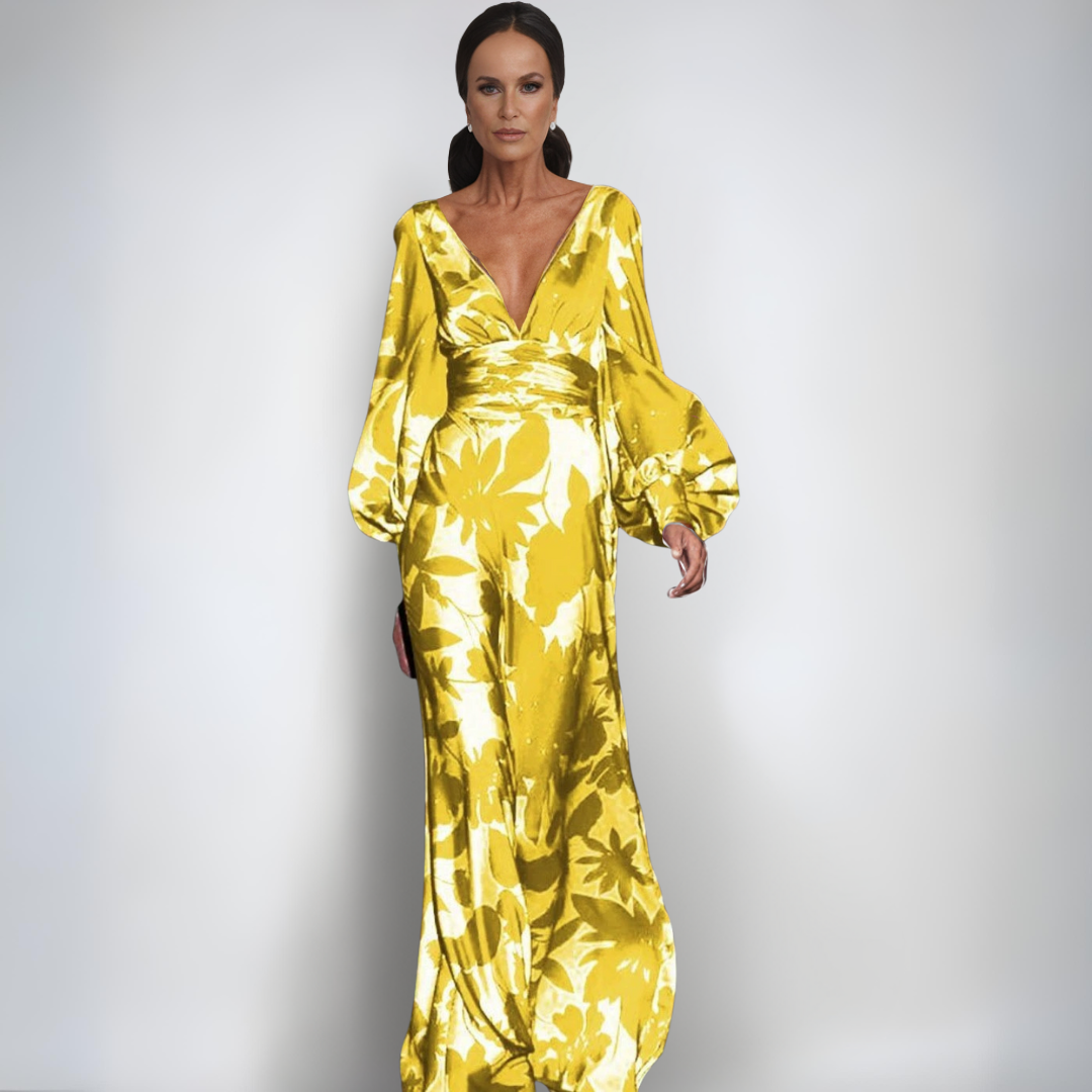 Alisa | Elegant Satin Dress with Flowers