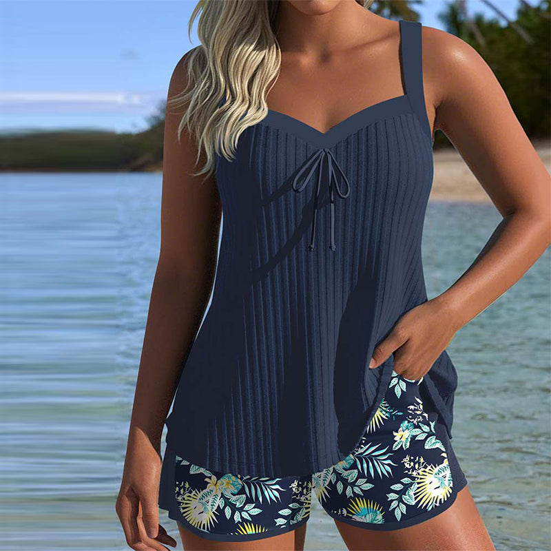 Jamilla | Striped Tankinis with Two-Piece Beach Bottoms