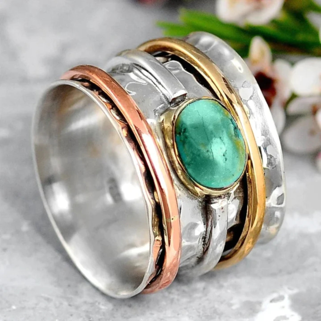 Kimberly | Vintage gold and silver ring with turquoise