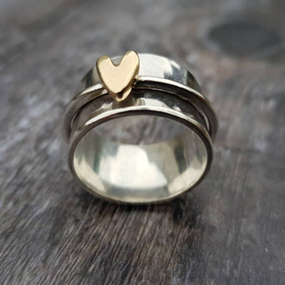 Janelyn | Silver Ring with Golden Heart