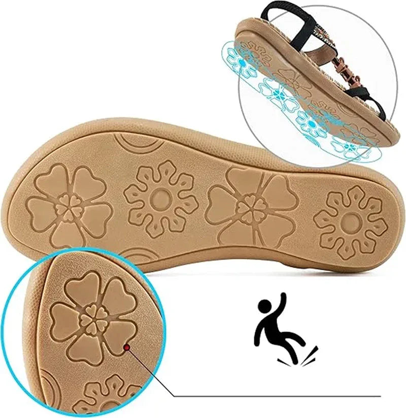 Clara | Elegant sandals decorated with flowers and a rhinestone butterfly