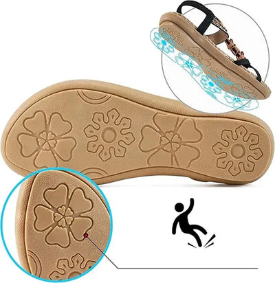 Clara | Elegant sandals decorated with flowers and a rhinestone butterfly