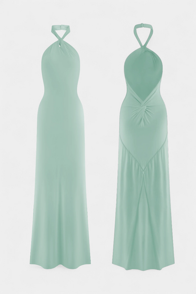 Trixie | Fitted Halter Dress with Ruched Back