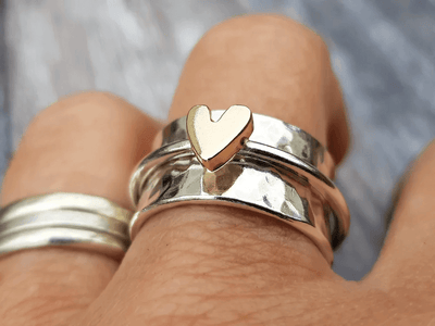 Janelyn | Silver Ring with Golden Heart