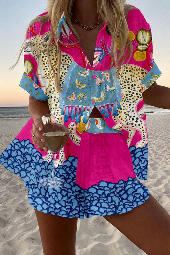 Ruby | Short Linen Set with Butterfly Design
