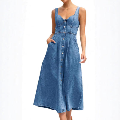 Jessee | Sleeveless Button-Front Denim Dress