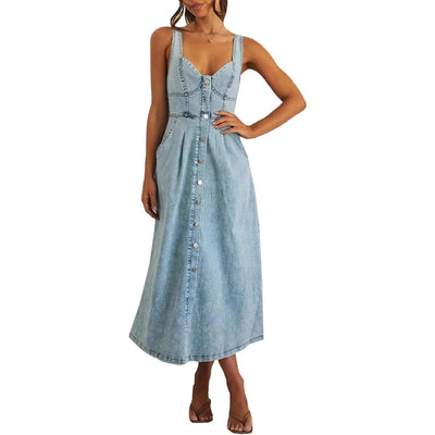 Jessee | Sleeveless Button-Front Denim Dress