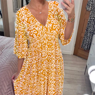 Roxanne | Stylish floral patterned dresses with V-neckline