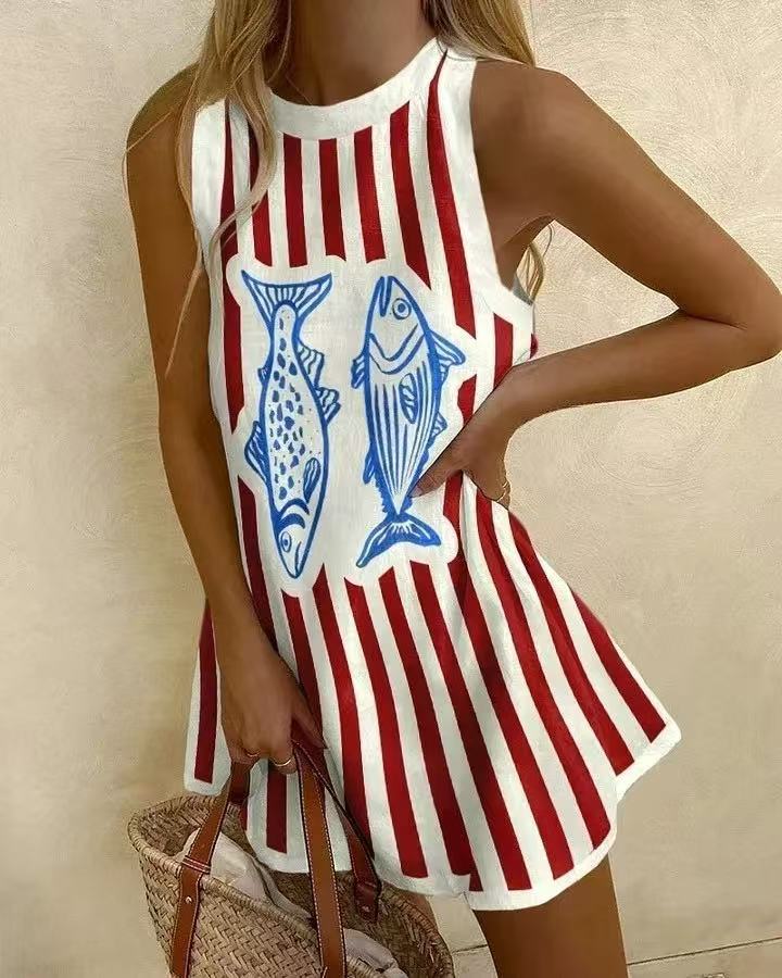 Delara | Mini Dress with Fish Motif