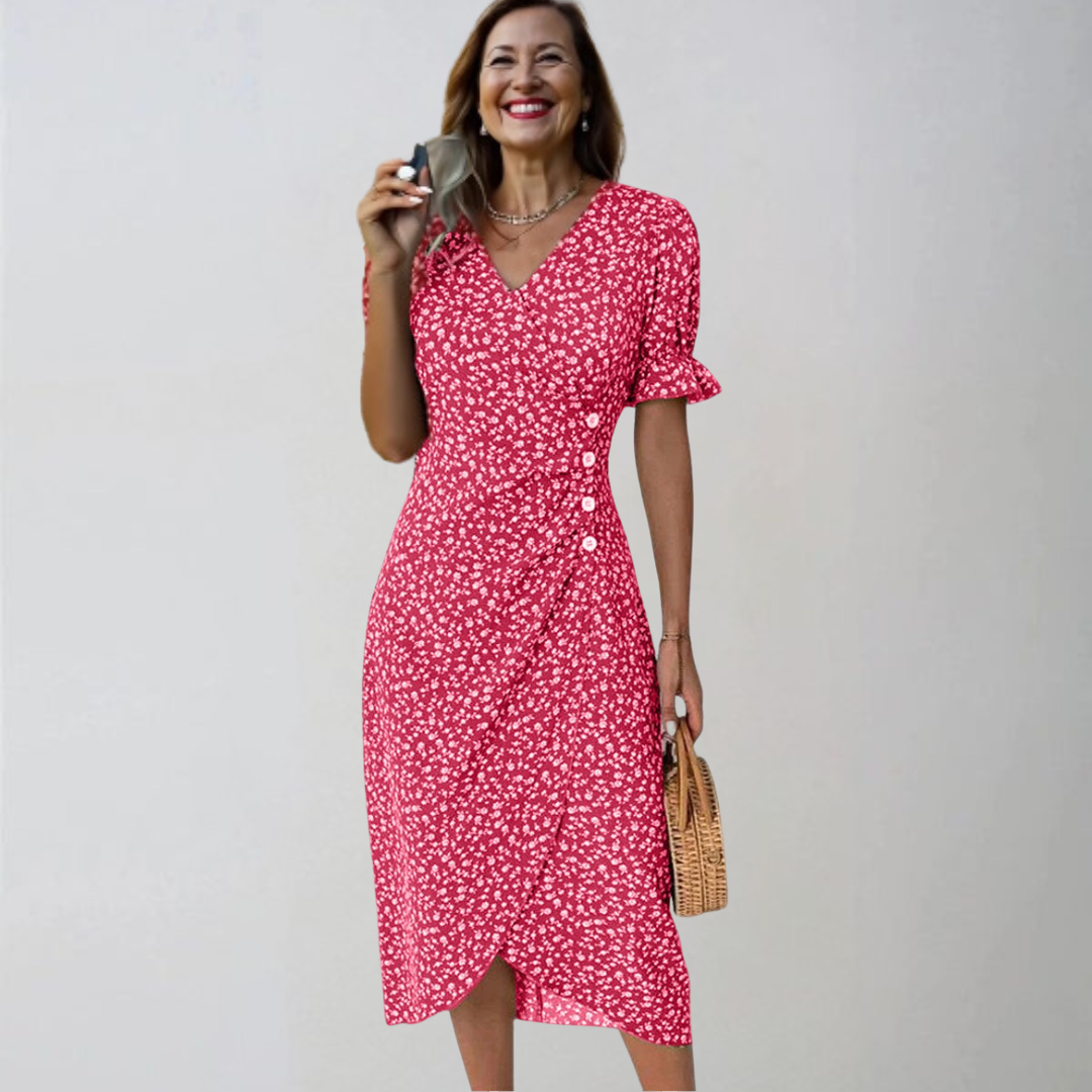 Elena | Elegant Midi Dress with Flowers