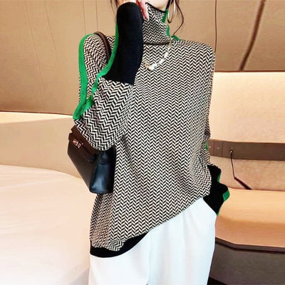 Delia | Turtleneck Sweater with Striking Contrast Stripes