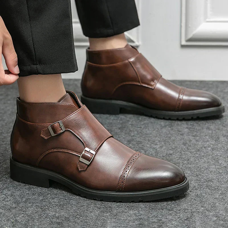 Roman | Double Buckle Boots in Synthetic Leather
