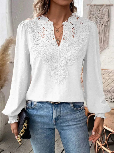 Olivia | Luxury Lace Blouse with V-Neck